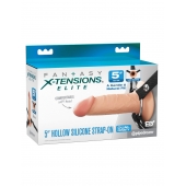 Телесный пустотелый фаллопротез 5’’ Hollow Silicone Strap-On - 14 см. - Pipedream - купить с доставкой в Барнауле