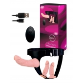 Женский страпон с 3 насадками и вибрацией - Erowoman-Eroman - купить с доставкой в Барнауле