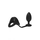 Черное эрекционное кольцо с анальной пробкой Cockstrap With Anal Plug - Dream Toys - в Барнауле купить с доставкой