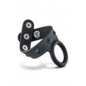 Черное эрекционное кольцо с подхватом мошонки на кнопках VS6 - Blush Novelties - в Барнауле купить с доставкой