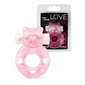 Розовое эрекционное виброкольцо в форме мишки - 1137 - в Барнауле купить с доставкой