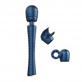 Синий вибромассажёр с насадками Man.wand Edgy - Manwan - в Барнауле купить с доставкой