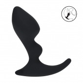 Черная анальная пробка для массажа простаты Double Ripple Silicone Prostate Massager - Shots Media BV - в Барнауле купить с доставкой