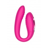 Розовый U-образный вибратор с вращающейся вагинальной частью - Secwell