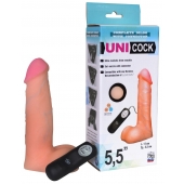 Фаллическая насадка Харнесс UNICOCK 5,5  с вибрацией - 17 см. - LOVETOY (А-Полимер) - купить с доставкой в Барнауле