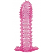 Гелевая розовая насадка с шипами - 12 см. - Toyfa Basic - в Барнауле купить с доставкой