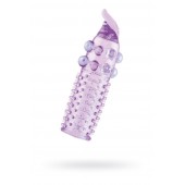 Гелевая фиолетовая насадка с шариками, шипами и усиком - 11 см. - Toyfa Basic - в Барнауле купить с доставкой