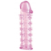 Гелевая розовая насадка на фаллос с шипами - 12 см. - Toyfa Basic - в Барнауле купить с доставкой