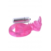 Розовая вибронасадка со стимулятор клитора   Язычок - Toyfa Basic - в Барнауле купить с доставкой