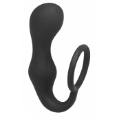 Чёрное эрекционное кольцо с анальной пробкой Double Pleasure Anal Plug - Lola Games - в Барнауле купить с доставкой