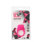 Розовое эрекционное кольцо с щеточкой LIT-UP SILICONE STIMU RING 5 - Dream Toys - в Барнауле купить с доставкой