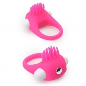 Розовое эрекционное кольцо с щеточкой LIT-UP SILICONE STIMU RING 5 - Dream Toys - в Барнауле купить с доставкой
