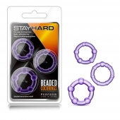 Набор из 3 фиолетовых эрекционных колец Stay Hard Beaded Cockrings - Blush Novelties - в Барнауле купить с доставкой