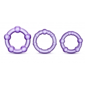 Набор из 3 фиолетовых эрекционных колец Stay Hard Beaded Cockrings - Blush Novelties - в Барнауле купить с доставкой