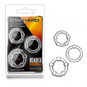 Набор из 3 прозрачных эрекционных колец Stay Hard Beaded Cockrings - Blush Novelties - в Барнауле купить с доставкой