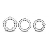 Набор из 3 прозрачных эрекционных колец Stay Hard Beaded Cockrings - Blush Novelties - в Барнауле купить с доставкой