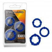 Набор из 3 синих эрекционных колец Stay Hard Beaded Cockrings - Blush Novelties - в Барнауле купить с доставкой