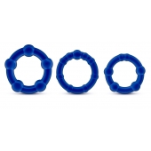 Набор из 3 синих эрекционных колец Stay Hard Beaded Cockrings - Blush Novelties - в Барнауле купить с доставкой