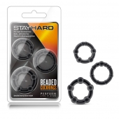 Набор из 3 чёрных эрекционных колец Stay Hard Beaded Cockrings - Blush Novelties - в Барнауле купить с доставкой