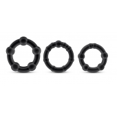 Набор из 3 чёрных эрекционных колец Stay Hard Beaded Cockrings - Blush Novelties - в Барнауле купить с доставкой