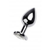 Серебристая анальная пробка с прозрачным кристаллом-сердцем - 8 см. - ToyFa - купить с доставкой в Барнауле