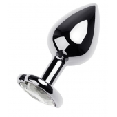 Серебристая анальная пробка с прозрачным кристаллом-сердцем - 8 см. - ToyFa - купить с доставкой в Барнауле