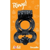 Чёрное эрекционное кольцо Rings Treadle с подхватом - Lola Games - в Барнауле купить с доставкой