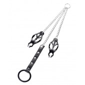 Черно-серебристые зажимы для сосков с кольцом для пениса TOYFA Metal - ToyFa - купить с доставкой в Барнауле