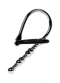 Серебристый уретральный плаг-бусины TOYFA Metal с мягким фиксириющим кольцом - ToyFa - купить с доставкой в Барнауле