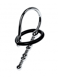 Серебристый уретральный плаг-бусины TOYFA Metal с мягким фиксириющим кольцом - ToyFa - купить с доставкой в Барнауле