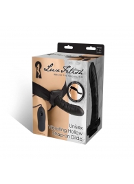 Чёрный полый страпон с вибрацией Unisex Vibrating Hollow Strap-On - 14 см. - Lux Fetish - купить с доставкой в Барнауле