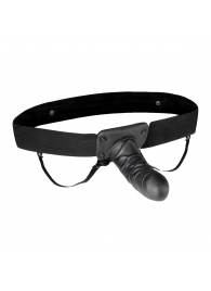 Чёрный полый страпон с вибрацией Unisex Vibrating Hollow Strap-On - 14 см. - Lux Fetish - купить с доставкой в Барнауле