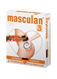 Розовые презервативы Masculan Ultra Long Pleasure с колечками, пупырышками и продлевающим эффектом - 3 шт. - Masculan - купить с доставкой в Барнауле