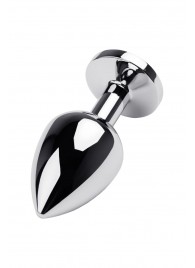 Серебристая коническая анальная пробка с красным кристаллом - 8 см. - ToyFa - купить с доставкой в Барнауле