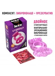 Розовое эрекционное виброкольцо Luxe VIBRO  Бархатный молот  + презерватив - Luxe - в Барнауле купить с доставкой
