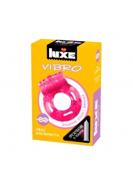 Розовое эрекционное виброкольцо Luxe VIBRO  Ужас Альпиниста  + презерватив - Luxe - в Барнауле купить с доставкой