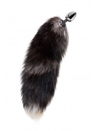 Серебристая металлическая анальная втулка с хвостом чернобурой лисы - размер S - ToyFa - купить с доставкой в Барнауле