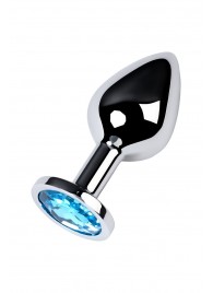 Серебристая конусовидная анальная пробка с голубым кристаллом - 8 см. - ToyFa - купить с доставкой в Барнауле