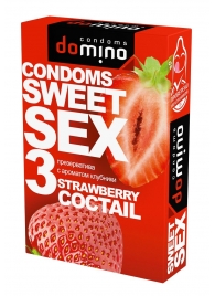 Презервативы для орального секса DOMINO Sweet Sex с ароматом клубничного коктейля  - 3 шт. - Domino - купить с доставкой в Барнауле