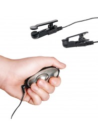 Черные электрические зажимы для сосков Shock Therapy Nipple Clamps - Pipedream - купить с доставкой в Барнауле