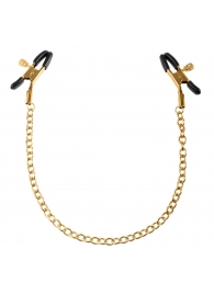 Чёрные с золотом зажимы на соски Gold Chain Nipple Clamps - Pipedream - купить с доставкой в Барнауле