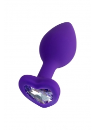 Фиолетовая анальная втулка Diamond Heart с прозрачным кристаллом - 7 см. - ToyFa - купить с доставкой в Барнауле