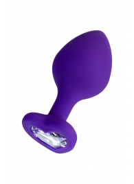 Фиолетовая анальная втулка Diamond Heart с прозрачным кристаллом - 8 см. - ToyFa - купить с доставкой в Барнауле