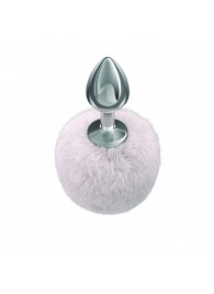 Серебристая анальная пробка с белым пушистым хвостиком Twinkle - Lola Games - купить с доставкой в Барнауле