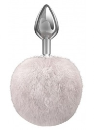 Серебристая анальная пробка с белым пушистым хвостиком Twinkle - Lola Games - купить с доставкой в Барнауле