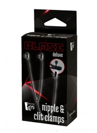 Черные зажимы на соски и клитор на цепочке DELUXE NIPPLE   CLIT CLAMPS - Dream Toys - купить с доставкой в Барнауле