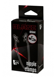 Черные зажимы на соски на цепочке BLAZE DELUXE NIPPLE CLAMPS - Dream Toys - купить с доставкой в Барнауле