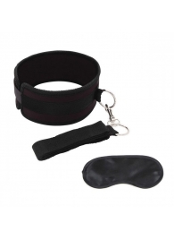 Черный ошейник с длинным поводком Collar and Leash Set - Lux Fetish - купить с доставкой в Барнауле