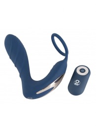 Синий вибростимулятор простаты с кольцом - 14,5 см. - Orion - в Барнауле купить с доставкой