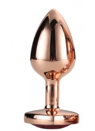 Золотистая анальная втулка с кристаллом-сердечком розового цвета - 7,1 см. - Dream Toys - купить с доставкой в Барнауле